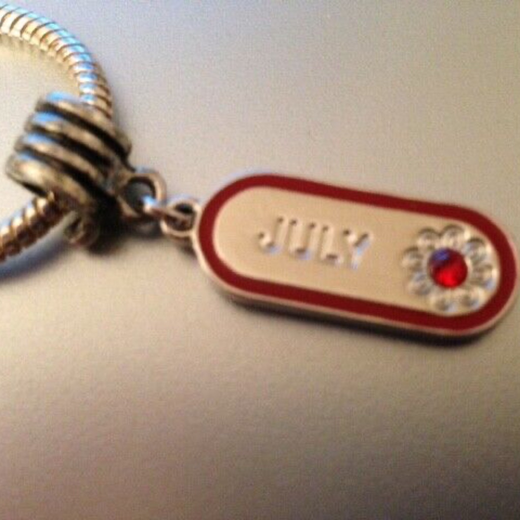 “July Birthday” Dangling Charm Bead For European Style Charm Bracelets